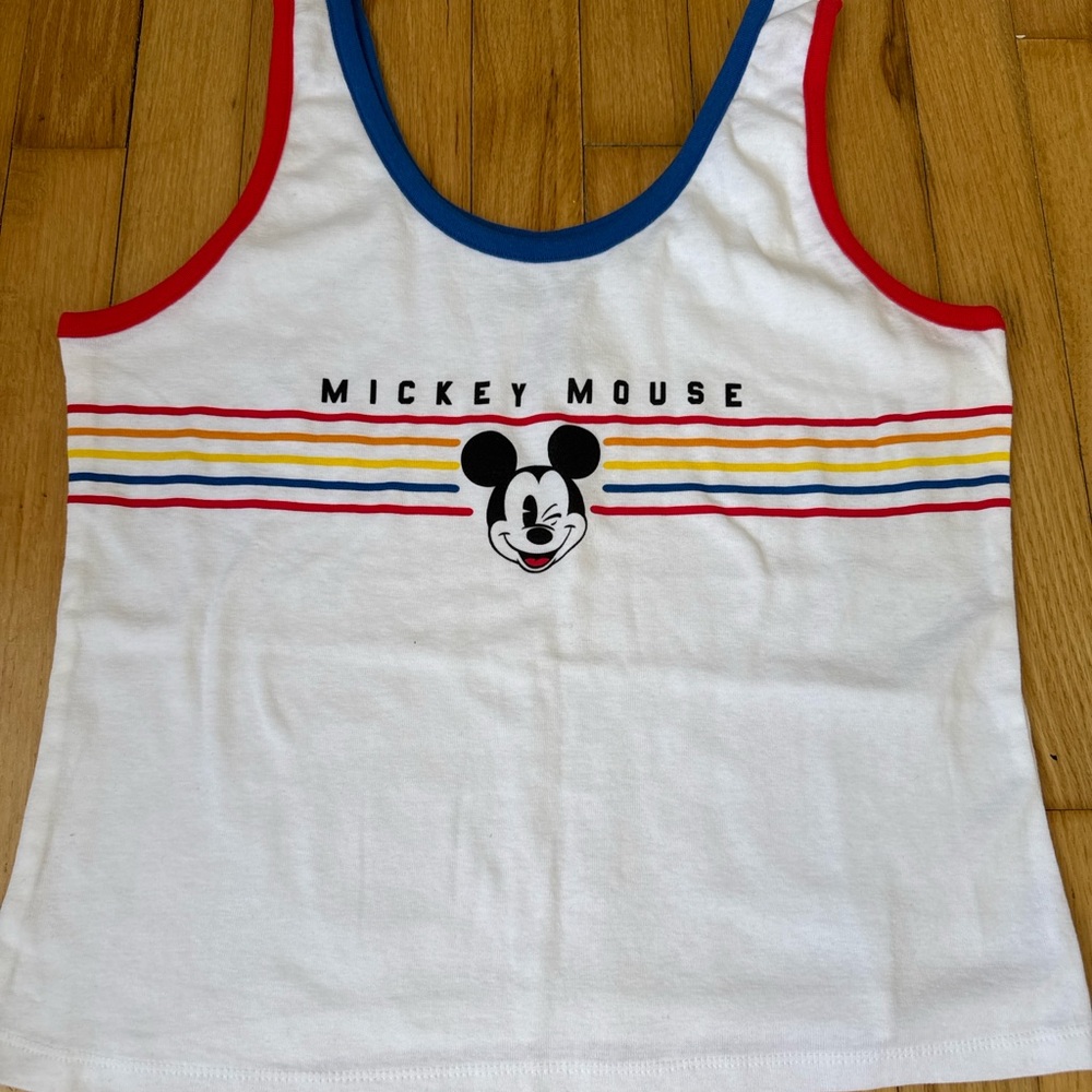 Disney Mickey Mouse Retro Stripe Tank Top XL ❤️💙🤍